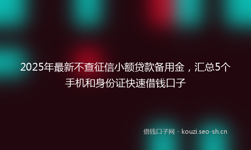 2025年最新不查征信小额贷款备用金,汇总5个手机和身份证快速借钱口子