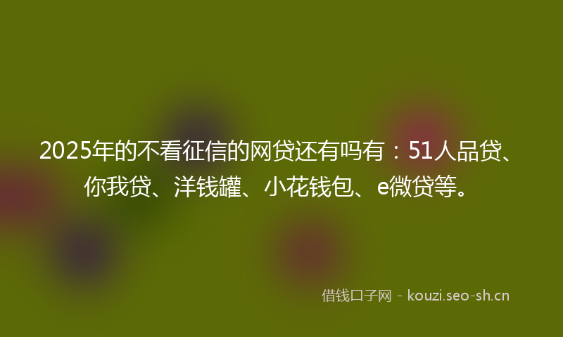 2025年的不看征信的网贷还有吗有：51人品贷、你我贷、洋钱罐、小花钱包、e微贷等。