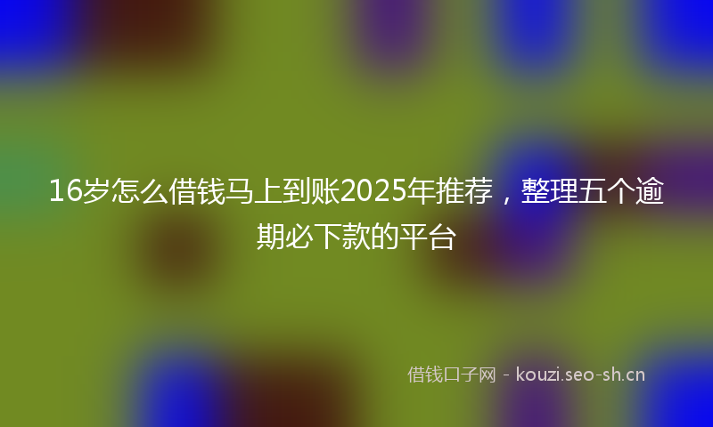 16岁怎么借钱马上到账2025年推荐,整理五个逾期必下款的平台