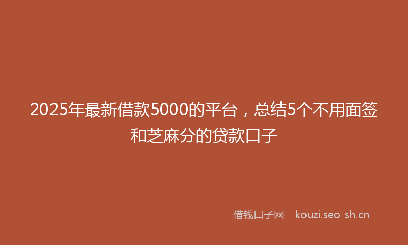 2025年最新借款5000的平台，总结5个不用面签和芝麻分的贷款口子