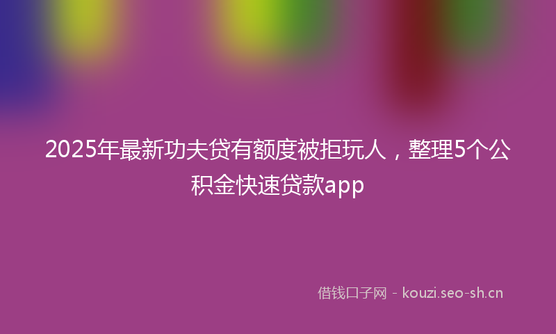 2025年最新功夫贷有额度被拒玩人,整理5个公积金快速贷款app