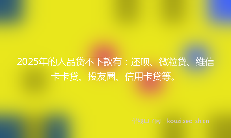 2025年的人品贷不下款有：还呗、微粒贷、维信卡卡贷、投友圈、信用卡贷等。