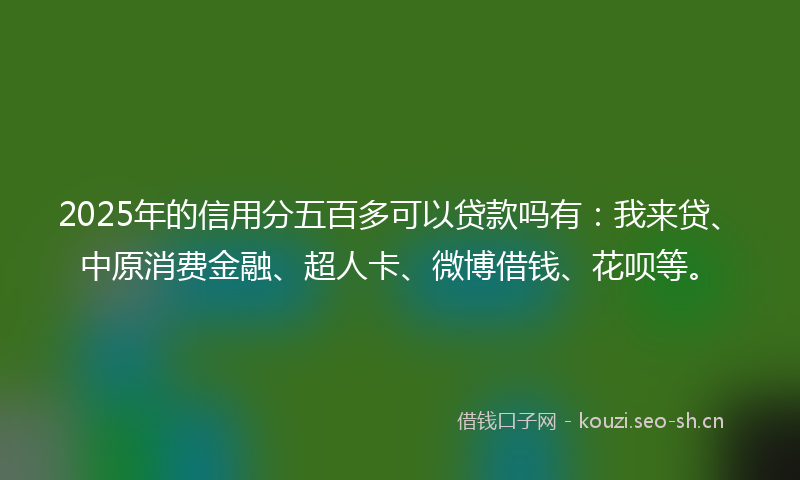 2025年的信用分五百多可以贷款吗有：我来贷、中原消费金融、超人卡、微博借钱、花呗等。