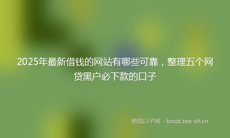 2025年最新借钱的网站有哪些可靠，整理五个网贷黑户必下款的口子
