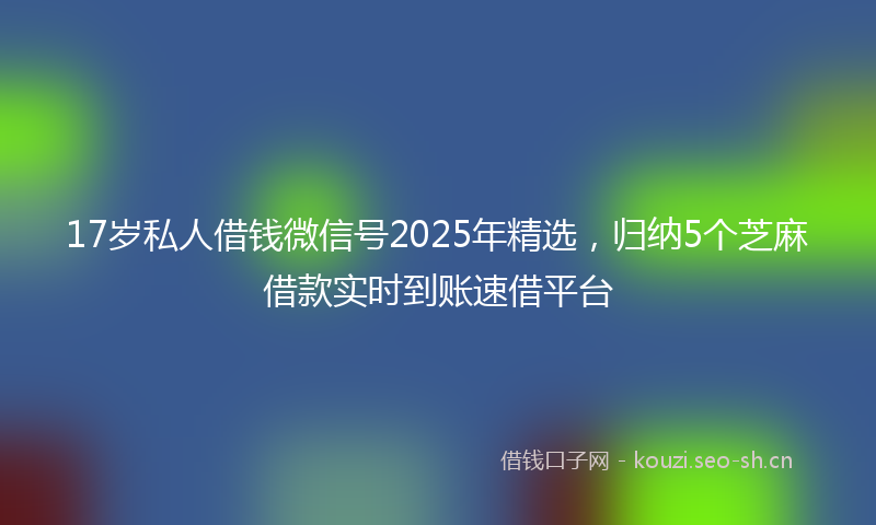 17岁私人借钱微信号2025年精选，归纳5个芝麻借款实时到账速借平台