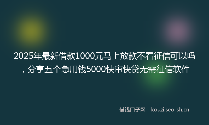 2025年最新借款1000元马上放款不看征信可以吗，分享五个急用钱5000快审快贷无需征信软件