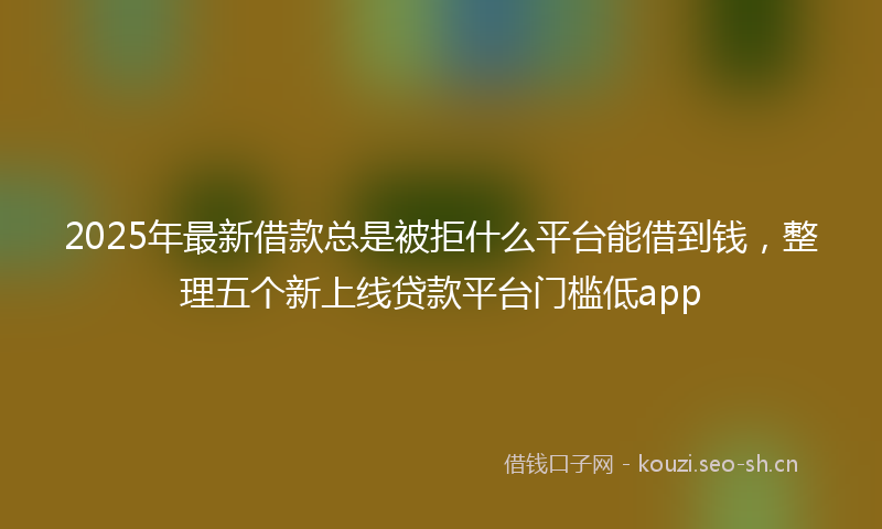2025年最新借款总是被拒什么平台能借到钱，整理五个新上线贷款平台门槛低app