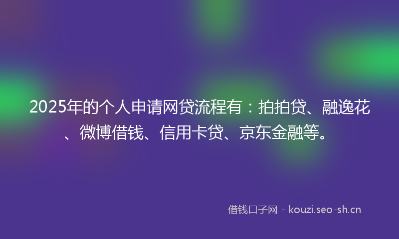 2025年的个人申请网贷流程有：拍拍贷、融逸花、微博借钱、信用卡贷、京东金融等。