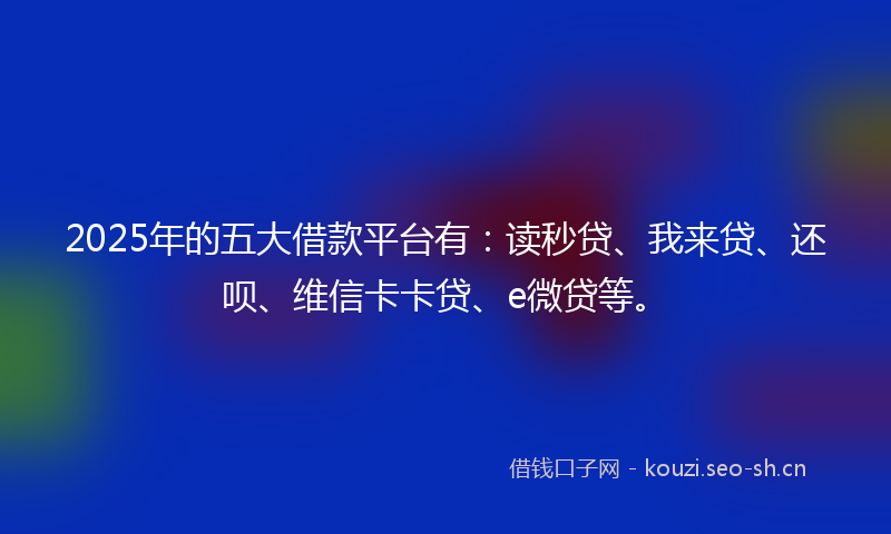 2025年的五大借款平台有：读秒贷、我来贷、还呗、维信卡卡贷、e微贷等。