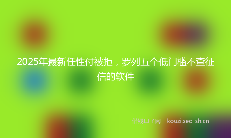 2025年最新任性付被拒，罗列五个低门槛不查征信的软件