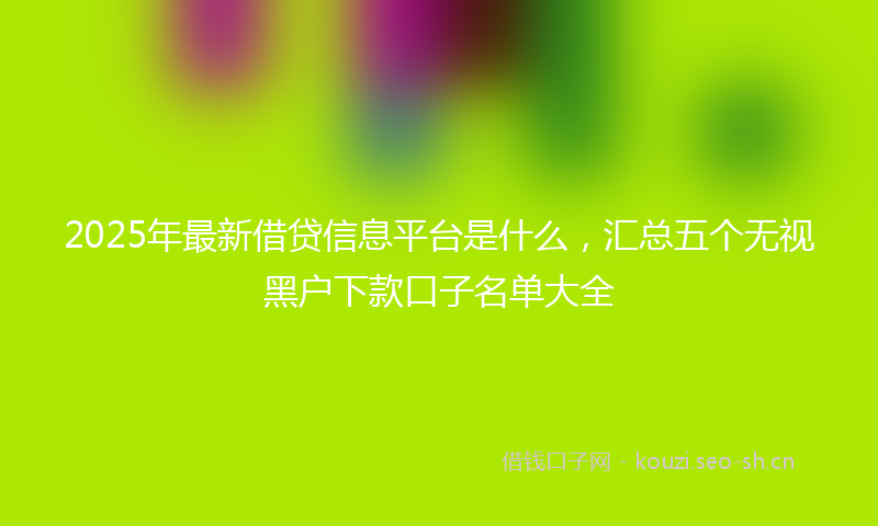 2025年最新借贷信息平台是什么,汇总五个无视黑户下款口子名单大全