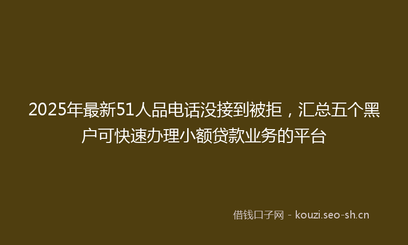 2025年最新51人品电话没接到被拒，汇总五个黑户可快速办理小额贷款业务的平台