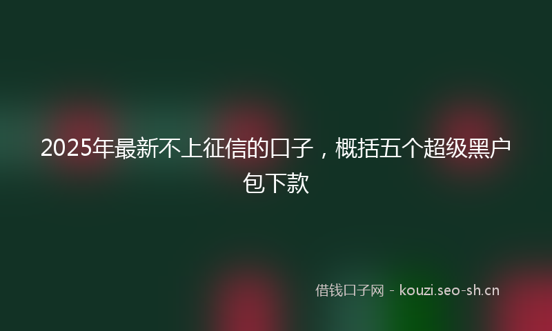 2025年最新不上征信的口子，概括五个超级黑户包下款