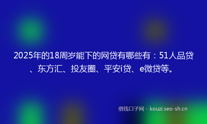 2025年的18周岁能下的网贷有哪些有：51人品贷、东方汇、投友圈、平安i贷、e微贷等。