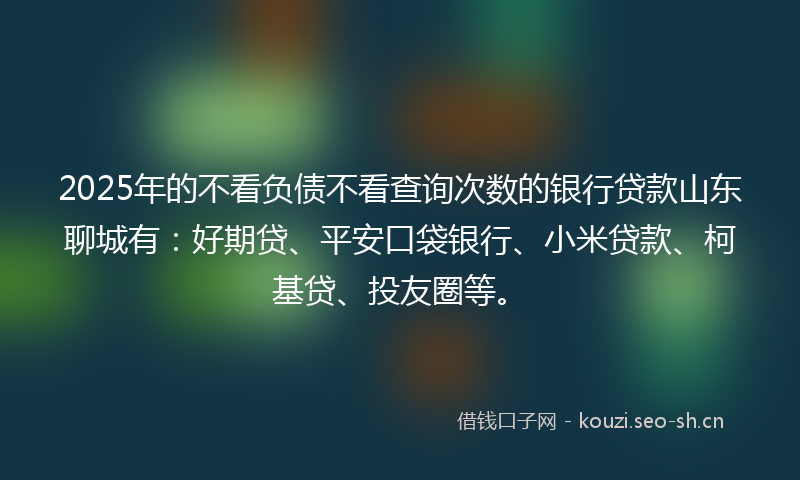2025年的不看负债不看查询次数的银行贷款山东聊城有：好期贷、平安口袋银行、小米贷款、柯基贷、投友圈等。