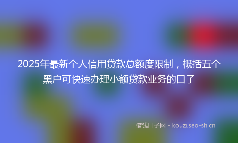 2025年最新个人信用贷款总额度限制，概括五个黑户可快速办理小额贷款业务的口子