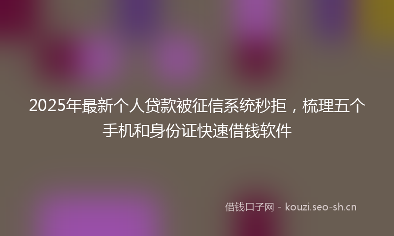 2025年最新个人贷款被征信系统秒拒，梳理五个手机和身份证快速借钱软件
