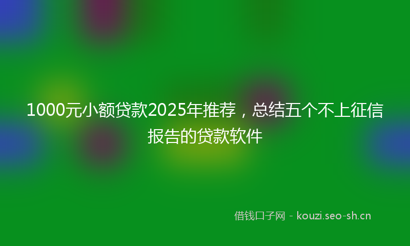 1000元小额贷款2025年推荐，总结五个不上征信报告的贷款软件