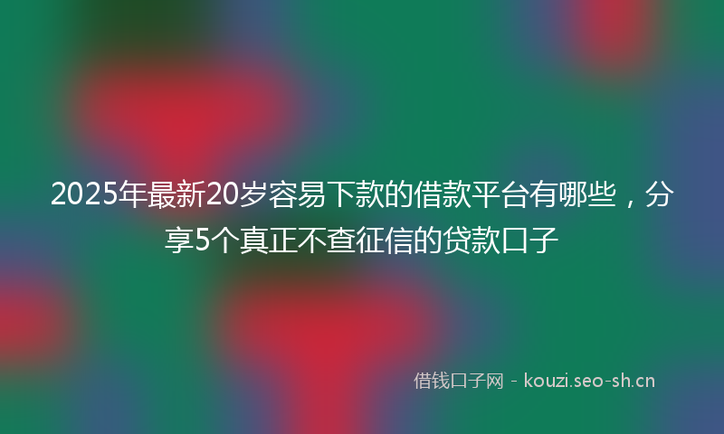 2025年最新20岁容易下款的借款平台有哪些，分享5个真正不查征信的贷款口子