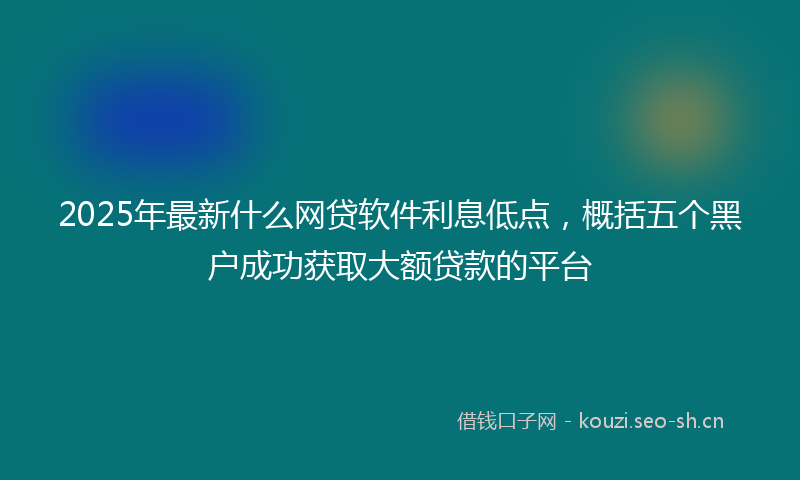 2025年最新什么网贷软件利息低点，概括五个黑户成功获取大额贷款的平台