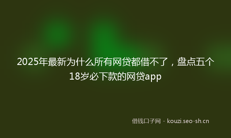 2025年最新为什么所有网贷都借不了，盘点五个18岁必下款的网贷app