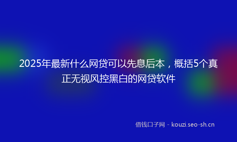 2025年最新什么网贷可以先息后本，概括5个真正无视风控黑白的网贷软件