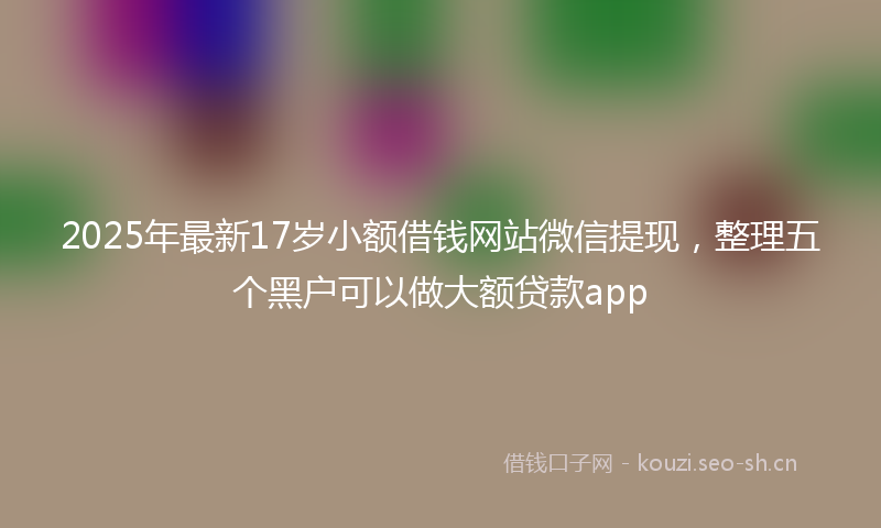 2025年最新17岁小额借钱网站微信提现，整理五个黑户可以做大额贷款app