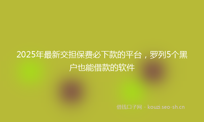 2025年最新交担保费必下款的平台，罗列5个黑户也能借款的软件