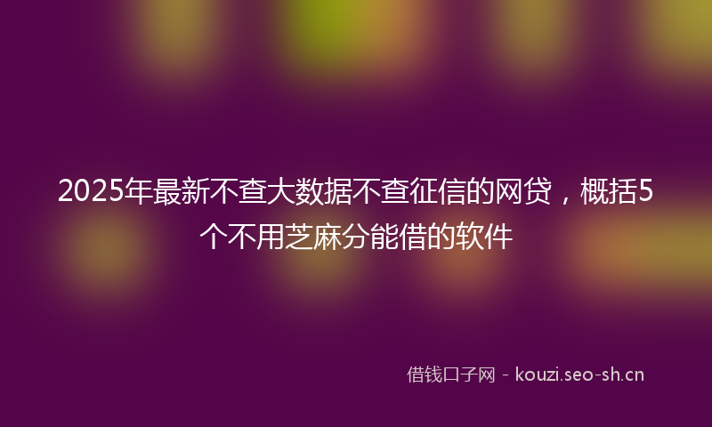 2025年最新不查大数据不查征信的网贷，概括5个不用芝麻分能借的软件