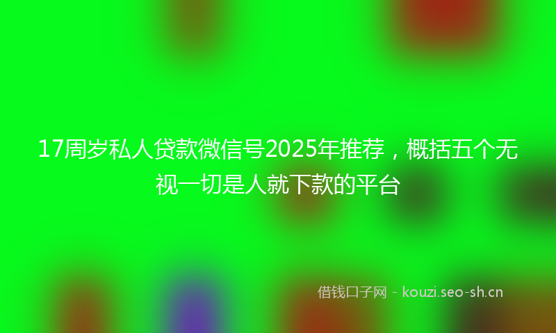 17周岁私人贷款微信号2025年推荐，概括五个无视一切是人就下款的平台