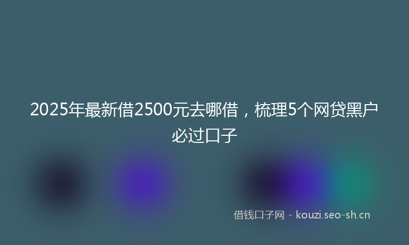2025年最新借2500元去哪借，梳理5个网贷黑户必过口子