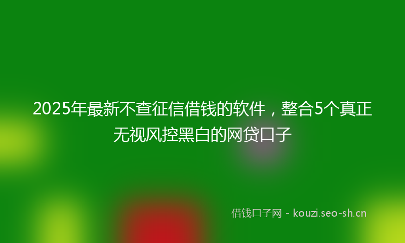 2025年最新不查征信借钱的软件，整合5个真正无视风控黑白的网贷口子