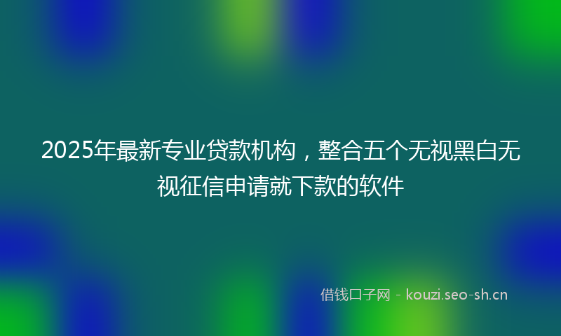 2025年最新专业贷款机构，整合五个无视黑白无视征信申请就下款的软件