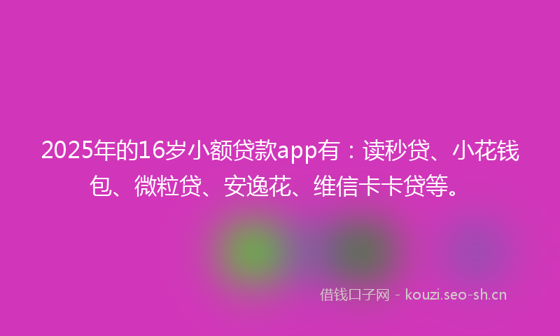 2025年的16岁小额贷款app有：读秒贷、小花钱包、微粒贷、安逸花、维信卡卡贷等。