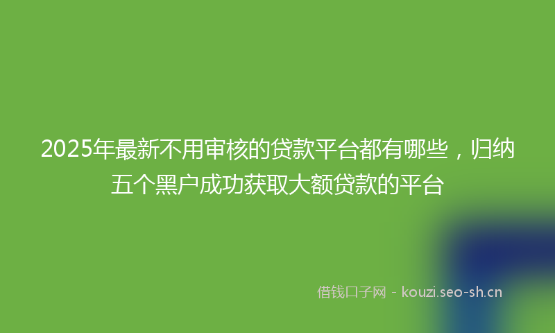 2025年最新不用审核的贷款平台都有哪些，归纳五个黑户成功获取大额贷款的平台