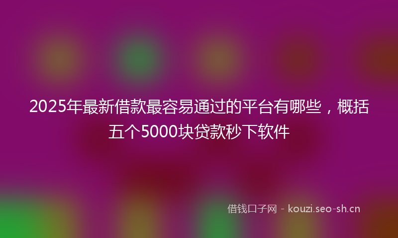 2025年最新借款最容易通过的平台有哪些，概括五个5000块贷款秒下软件