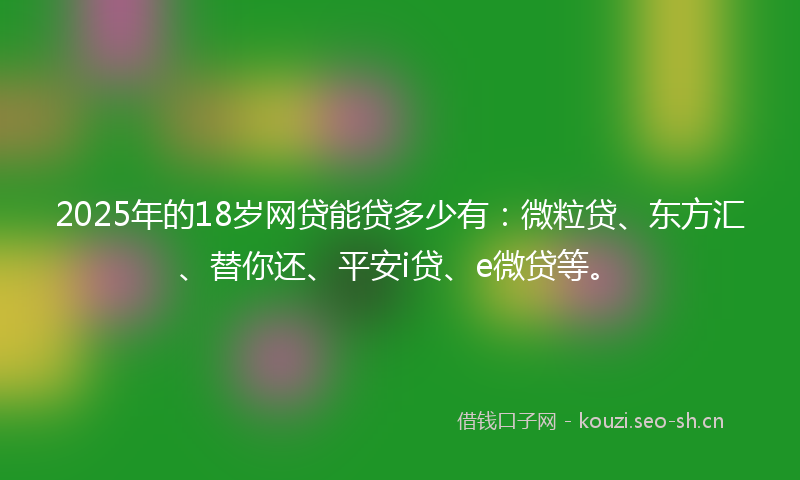2025年的18岁网贷能贷多少有：微粒贷、东方汇、替你还、平安i贷、e微贷等。