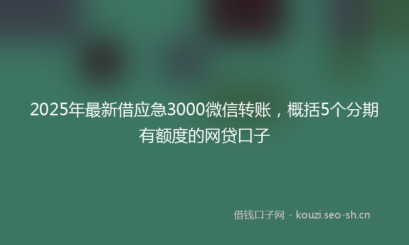 2025年最新借应急3000微信转账，概括5个分期有额度的网贷口子