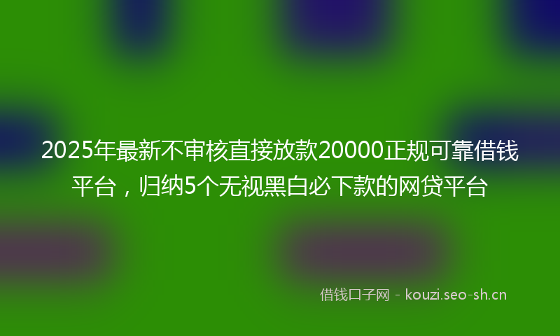2025年最新不审核直接放款20000正规可靠借钱平台,归纳5个无视黑白必下款的网贷平台