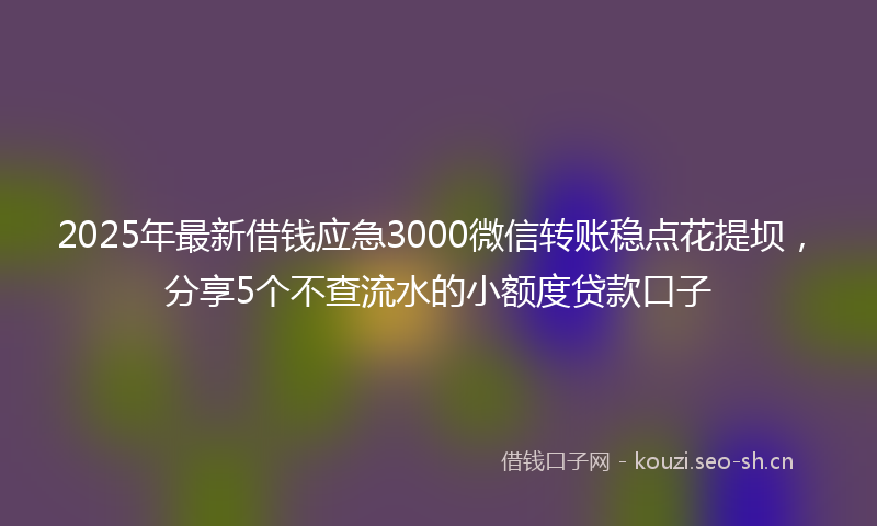 2025年最新借钱应急3000微信转账稳点花提坝，分享5个不查流水的小额度贷款口子