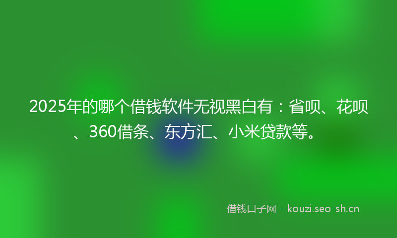 2025年的哪个借钱软件无视黑白有：省呗、花呗、360借条、东方汇、小米贷款等。