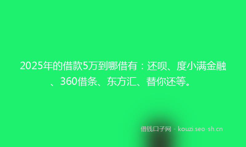 2025年的借款5万到哪借有:还呗、度小满金融、360借条、东方汇、替你还等。