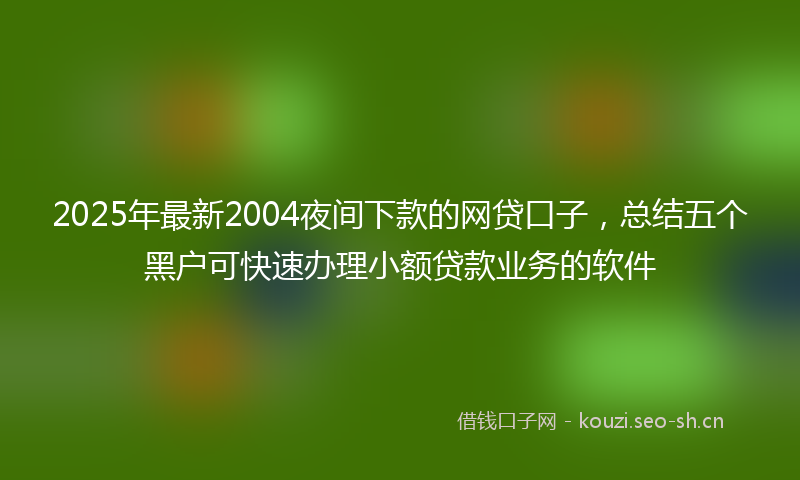 2025年最新2004夜间下款的网贷口子，总结五个黑户可快速办理小额贷款业务的软件