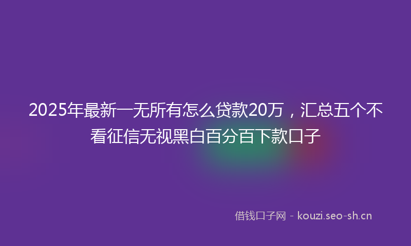 2025年最新一无所有怎么贷款20万，汇总五个不看征信无视黑白百分百下款口子