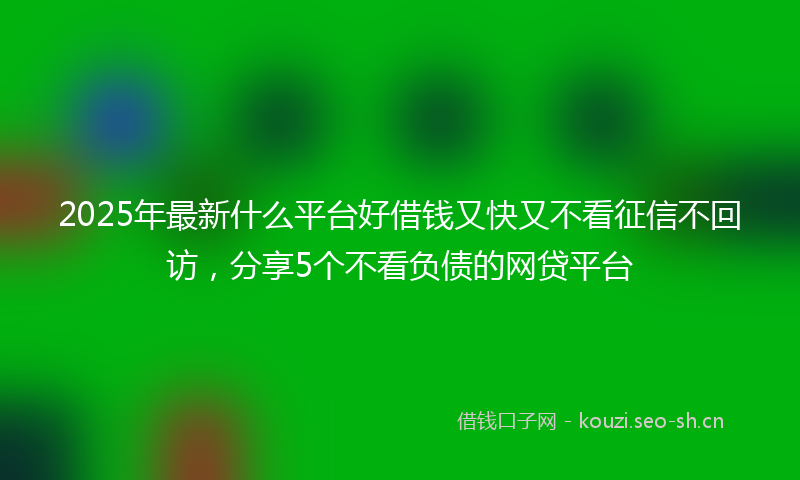2025年最新什么平台好借钱又快又不看征信不回访，分享5个不看负债的网贷平台