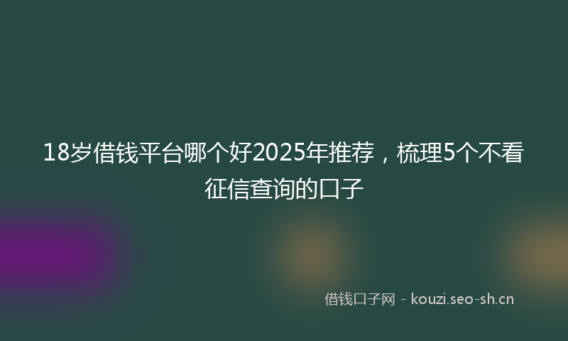 18岁借钱平台哪个好2025年推荐，梳理5个不看征信查询的口子