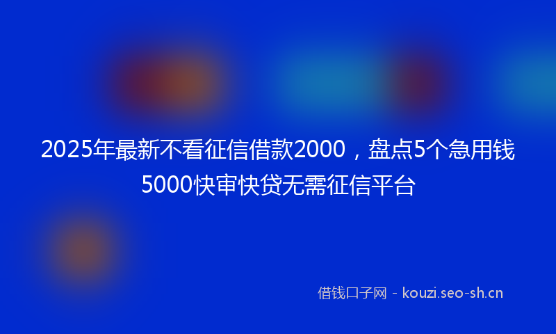 2025年最新不看征信借款2000，盘点5个急用钱5000快审快贷无需征信平台
