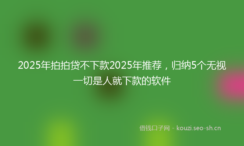 2025年拍拍贷不下款2025年推荐，归纳5个无视一切是人就下款的软件