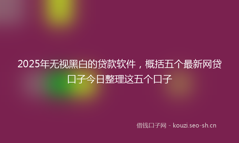 2025年无视黑白的贷款软件，概括五个最新网贷口子今日整理这五个口子