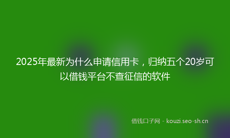 2025年最新为什么申请信用卡，归纳五个20岁可以借钱平台不查征信的软件